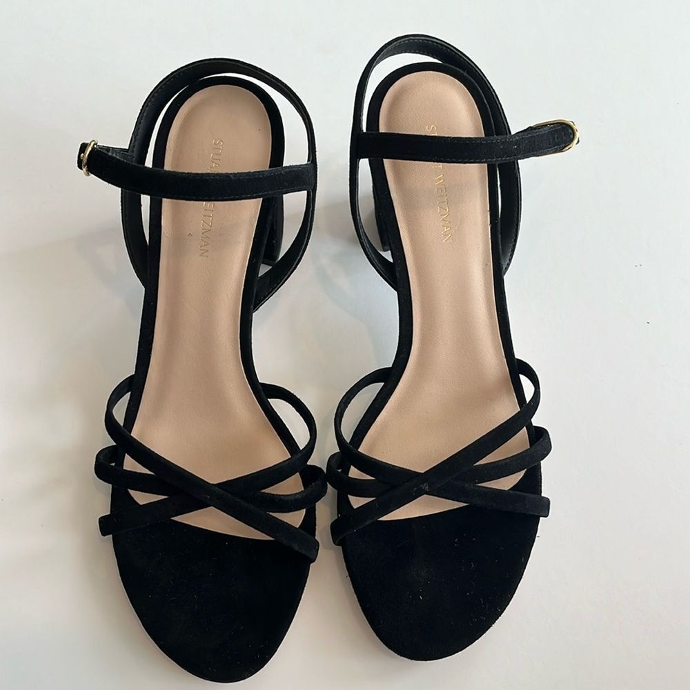 Stuart weitzman black velvet strap high heels